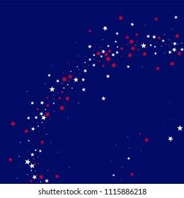 American Patriotic Stars Confetti. USA Memorial Day Pattern Design. Liberty Patriotic Texture. Screen, Cover Print Design Background.