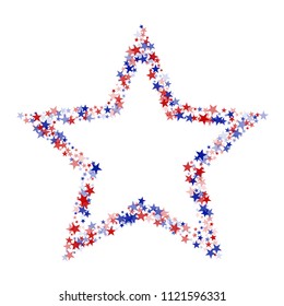 American Patriotic Stars Confetti. USA Concept Poster Pattern Design. Liberty Patriotic Texture. Business Presentation Stars Background.