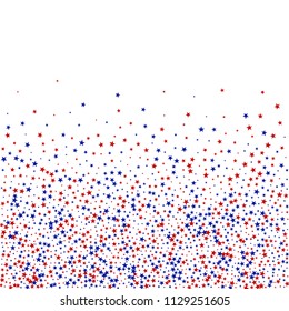 American Patriotic Stars Confetti. USA Memorial Day Pattern Design. United States Texture. Business Presentation Stars Background.