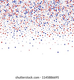 American Patriotic Stars Confetti. USA Fashion Pattern Design. Veteran Day Texture. Business Presentation Print Design Background.