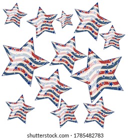 American patriotic stars and pattern. Holiday graphic design. USA Independence Day or Presidents Day star pattern in American flag colors.
