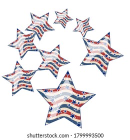 American patriotic stars and pattern. Holiday graphic design. USA Independence Day or Presidents Day star pattern in American flag colors.