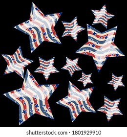 American patriotic stars and pattern. Holiday graphic design. USA Independence Day or Presidents Day star pattern in American flag colors.