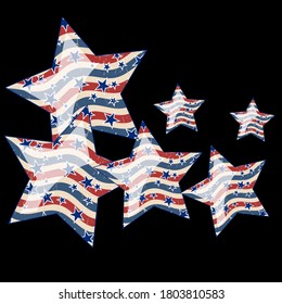American patriotic stars and pattern. Holiday graphic design. USA Independence Day or Presidents Day star pattern in American flag colors.