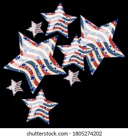 American patriotic stars and pattern. Holiday graphic design. USA Independence Day or Presidents Day star pattern in American flag colors.