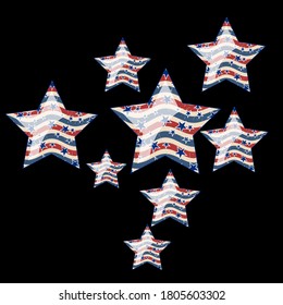 American patriotic stars and pattern. Holiday graphic design. USA Independence Day or Presidents Day star pattern in American flag colors.