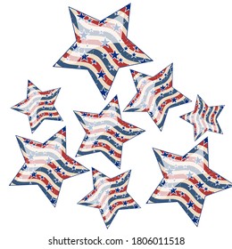 American patriotic stars and pattern. Holiday graphic design. USA Independence Day or Presidents Day star pattern in American flag colors.