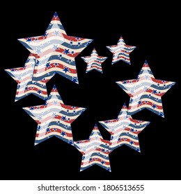 American patriotic stars and pattern. Holiday graphic design. USA Independence Day or Presidents Day star pattern in American flag colors.