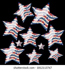 American patriotic stars and pattern. Holiday graphic design. USA Independence Day or Presidents Day star pattern in American flag colors.