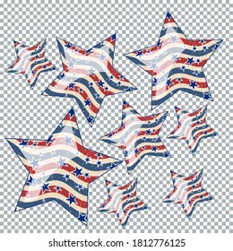 American patriotic stars and pattern. Holiday graphic design. USA Independence Day or Presidents Day star pattern in American flag colors.