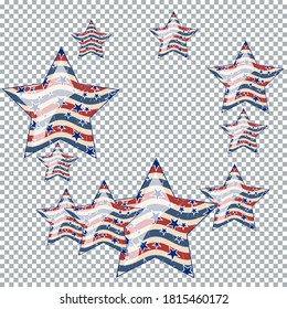 American patriotic stars and pattern. Holiday graphic design. USA Independence Day or Presidents Day star pattern in American flag colors.