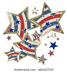 American patriotic stars and pattern. Holiday graphic design. USA Independence Day or Presidents Day star pattern in American flag colors.