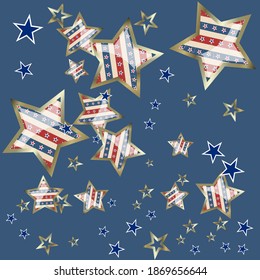 American patriotic stars and pattern. Holiday graphic design. USA Independence Day or Presidents Day star pattern in American flag colors.