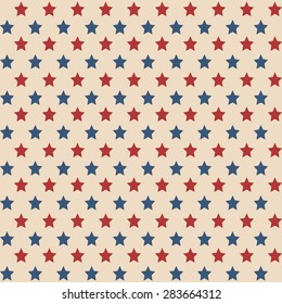 American Patriotic Stars Seamless Pattern In Vintage Colors.