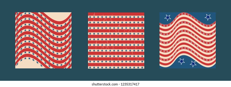 American patriotic stars and stripes pattern in vintage colors.