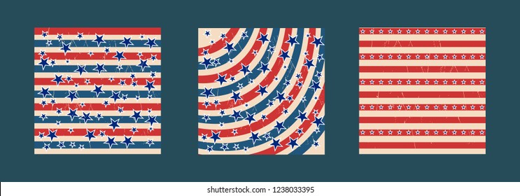 American patriotic stars and stripes pattern in vintage colors.