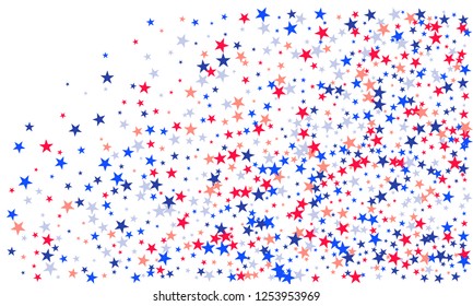 American patriotic stars and stripes pattern in bright red, blue and white. Independence day vector background.