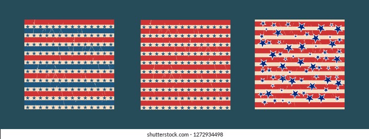 American patriotic stars and stripes pattern in vintage colors. Holiday graphic design. USA Independence Day or Presidents Day star pattern in American flag colors.