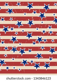 American patriotic stars and stripes pattern in vintage colors. Holiday graphic design. USA Independence Day or Presidents Day star pattern in American flag colors.American patriotic stars and stripes