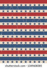 American patriotic stars and stripes pattern in vintage colors. Holiday graphic design. USA Independence Day or Presidents Day star pattern in American flag colors.