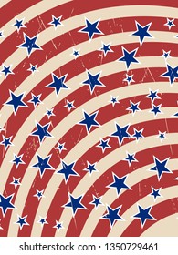 American patriotic stars and stripes pattern in vintage colors.