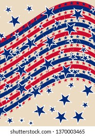 American patriotic stars and stripes pattern in vintage colors. Holiday graphic design. USA Independence Day or Presidents Day star pattern in American flag colors.