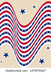 American patriotic stars and stripes pattern in vintage colors. Holiday graphic design. USA Independence Day or Presidents Day star pattern in American flag colors.