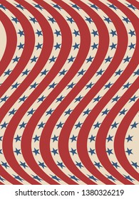 American patriotic stars and stripes pattern in vintage colors. Holiday graphic design. USA Independence Day or Presidents Day star pattern in American flag colors.