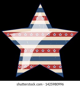 American patriotic stars and stripes pattern in vintage colors. Holiday graphic design. USA Independence Day or Presidents Day star pattern in American flag colors.