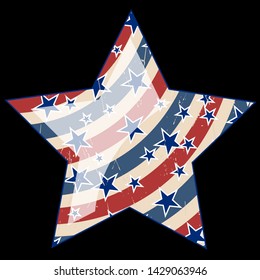 American patriotic stars and stripes pattern in vintage colors. Holiday graphic design. USA Independence Day or Presidents Day star pattern in American flag colors.