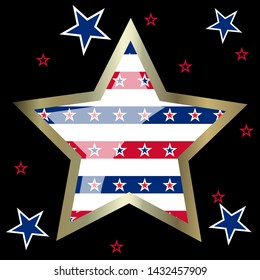 American patriotic stars and stripes pattern in vintage colors. Holiday graphic design. USA Independence Day or Presidents Day star pattern in American flag colors.