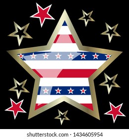 American patriotic stars and stripes pattern in vintage colors. Holiday graphic design. USA Independence Day or Presidents Day star pattern in American flag colors.
