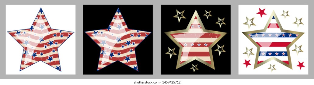 American patriotic stars and stripes pattern in vintage colors. Holiday graphic design. USA Independence Day or Presidents Day star pattern in American flag colors.