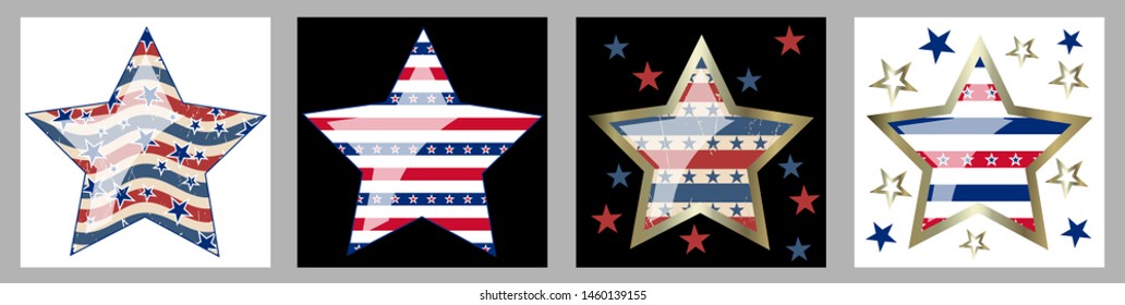 American patriotic stars and stripes pattern in vintage colors. Holiday graphic design. USA Independence Day or Presidents Day star pattern in American flag colors.
