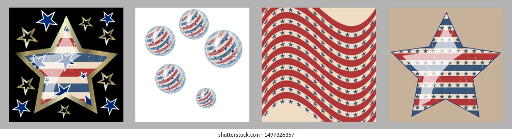 American patriotic stars and stripes pattern in vintage colors. Holiday graphic design. USA Independence Day or Presidents Day star pattern in American flag colors.