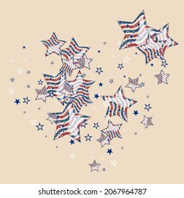 American patriotic stars and stripes pattern in bright red, blue and white. Independence day vector background.