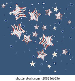 American patriotic stars and stripes pattern in vintage colors. Holiday graphic design. USA Independence Day or Presidents Day star pattern in American flag colors.