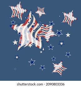 American patriotic stars and stripes pattern in vintage colors. Holiday graphic design. USA Independence Day or Presidents Day star pattern in American flag colors.
