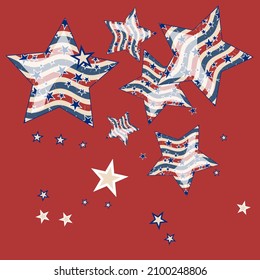 Amerikanische patriotische Sterne und Streifen Muster in Vintage-Farben. Holiday Grafikdesign. USA Independence Day oder Präsidenten Day Sternmuster in amerikanischen Flaggenfarben.