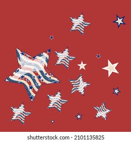 Amerikanische patriotische Sterne und Streifen Muster in Vintage-Farben. Holiday Grafikdesign. USA Independence Day oder Präsidenten Day Sternmuster in amerikanischen Flaggenfarben.