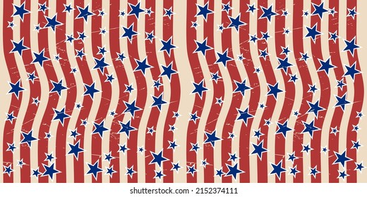 American patriotic stars and stripes pattern in vintage colors. Holiday graphic design. USA Independence Day or Presidents Day star pattern in American flag colors.
