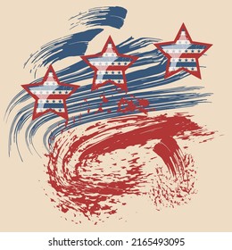 American patriotic stars and stripes pattern in vintage colors. Holiday graphic design. USA Independence Day or Presidents Day star pattern in American flag colors.