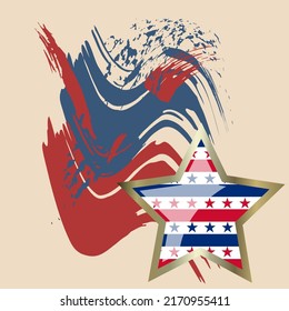 American patriotic stars and stripes pattern in vintage colors. Holiday graphic design. USA Independence Day or Presidents Day star pattern in American flag colors.