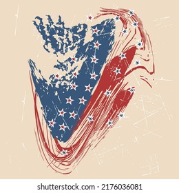 American patriotic stars and stripes pattern in vintage colors. Holiday graphic design. USA Independence Day or Presidents Day star pattern in American flag colors.