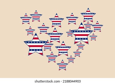 American patriotic stars and stripes pattern in vintage colors. Holiday graphic design. USA Independence Day or Presidents Day star pattern in American flag colors.
