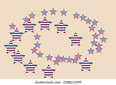 American patriotic stars and stripes pattern in vintage colors. Holiday graphic design. USA Independence Day or Presidents Day star pattern in American flag colors.
