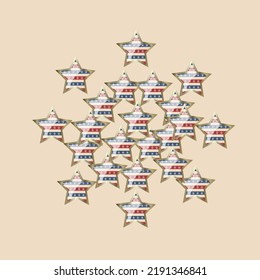 American patriotic stars and stripes pattern in vintage colors. Holiday graphic design. USA Independence Day or Presidents Day star pattern in American flag colors.
