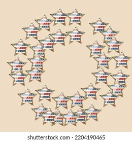American patriotic stars and stripes pattern in vintage colors. Holiday graphic design. USA Independence Day or Presidents Day star pattern in American flag colors.
