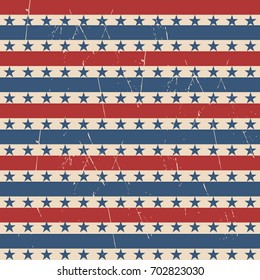 American patriotic stars and stripes pattern in vintage colors.