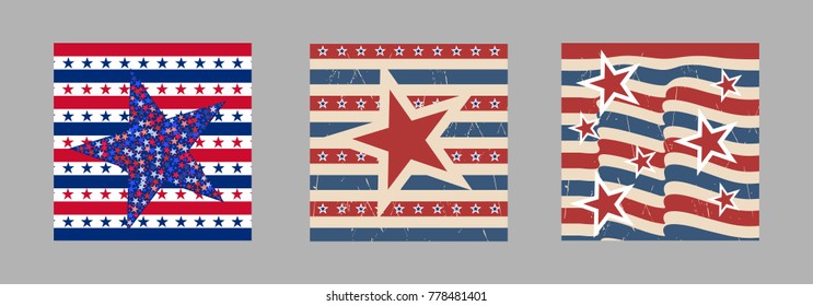American patriotic stars and stripes pattern in vintage colors.